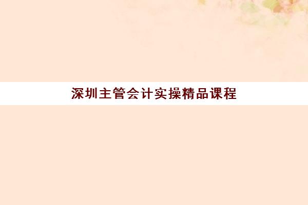 深圳主管会计实操精品课程集训营如何选择？2025年顶尖机构排名、课程特色与择校全攻略